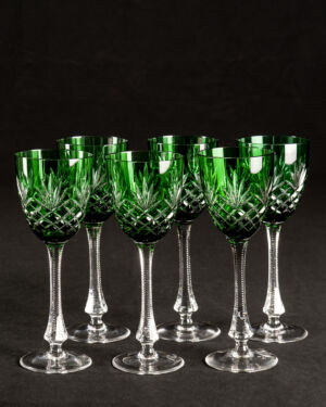 bicchiere verde da vino vetro molato colorato