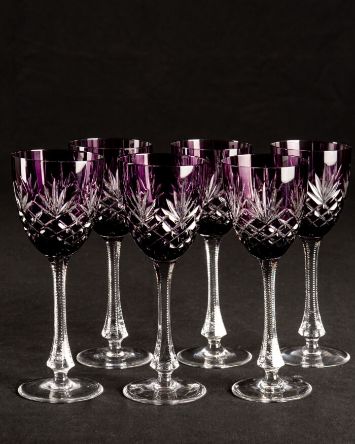 bicchiere plum da vino vetro molato colorato